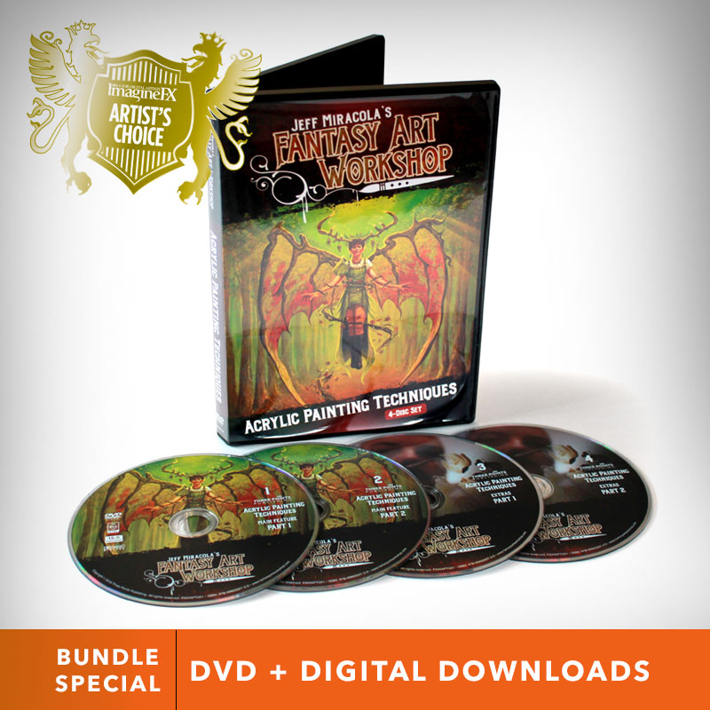 Jeff Miracola's Fantasy Art Workshop Acrylic Painting Techniques DVD/Digital Download Bundle